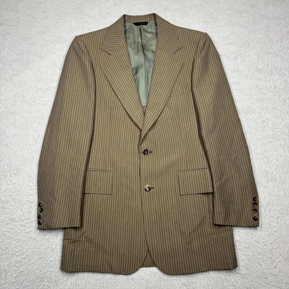 Vintage Cricketeer Striped Beige Blazer Suit Jacket Men's Size 40L‎